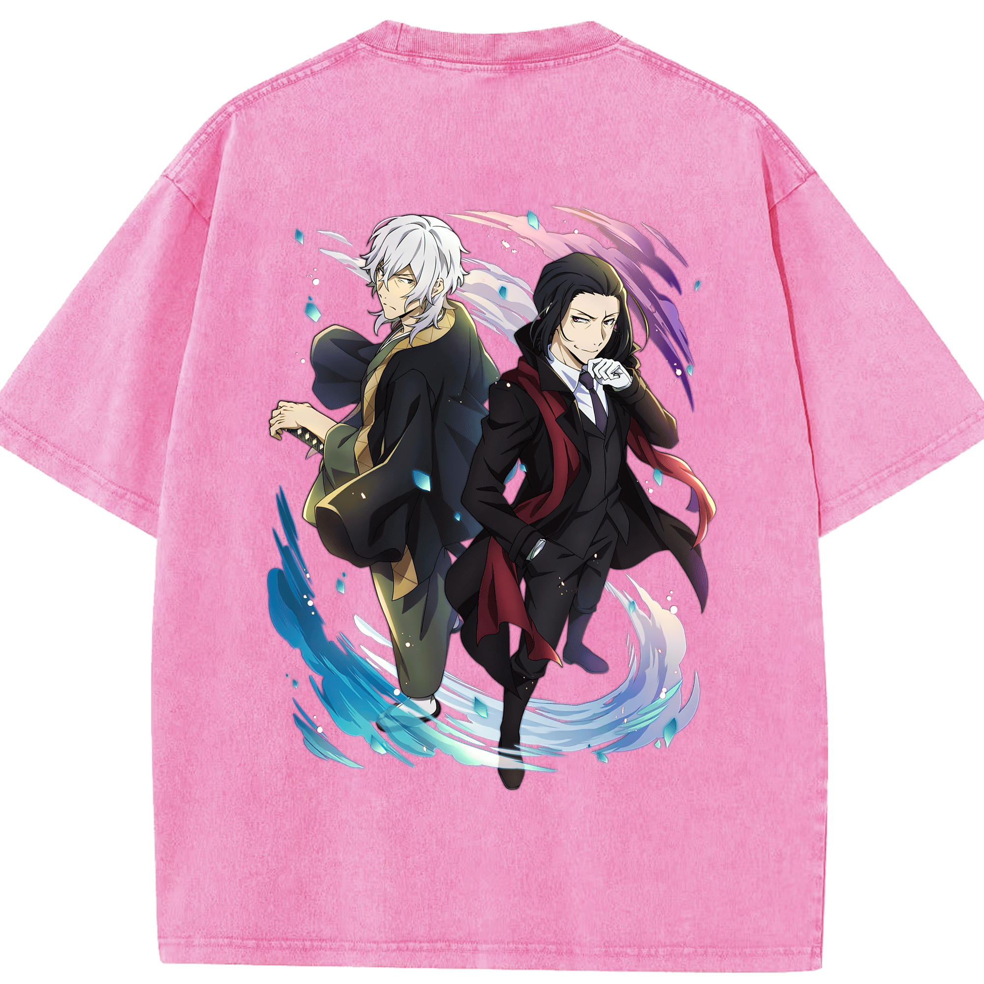 （画像用） 文豪ストレイドッグス Bungo Stray Dogs 綿100% ヴィンテージ風 半袖Tシャツ（背面プリント）